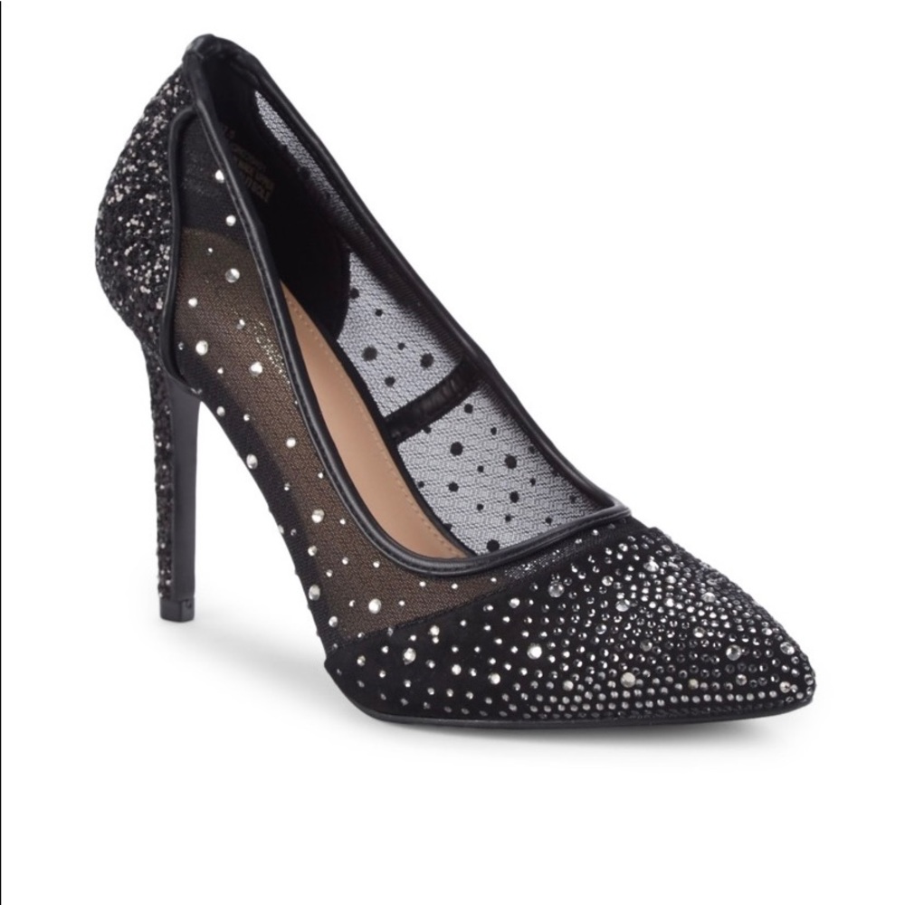 BCBGeneration Black Mesh Pump - Size 8